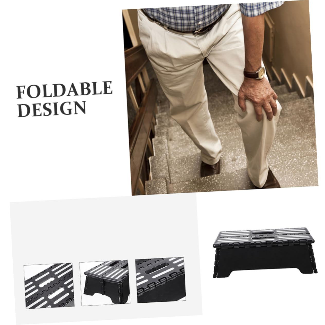 Anneome Escalera Antideslizante Portátil De Plástico PP para Personas Mayores Taburete Plegable para Cocina Fácil De Usar Casa o Jardín