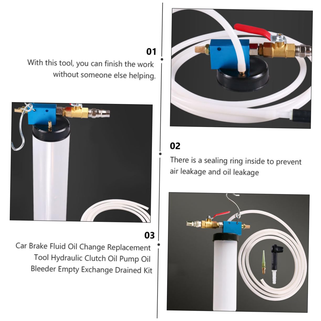 PRETYZOOM Car Brake Fluid Replacement Tool Hydraulic Oil Bleeder Pump Kit for Quick Clutch Oil Change Use for Cars Trucks Motorcycles and Fluid Extraction