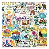 50 Pcs Vinyl Costa Rica Stickers Waterproof Costa Rica Pura Vida Sticker Pack for Water Bottle Hydro