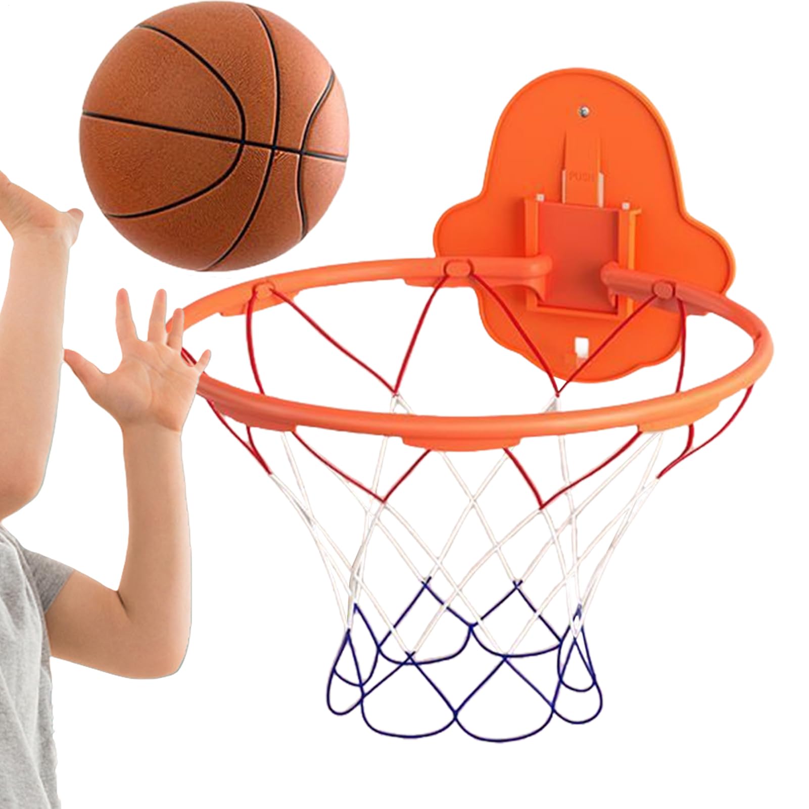 Generico Basketball Hoop - 32cm Dribbling Silent Basketball Training Hoop - Wall-Mounted Outdoor Toys with Sticky Backing for Adults, Kids
