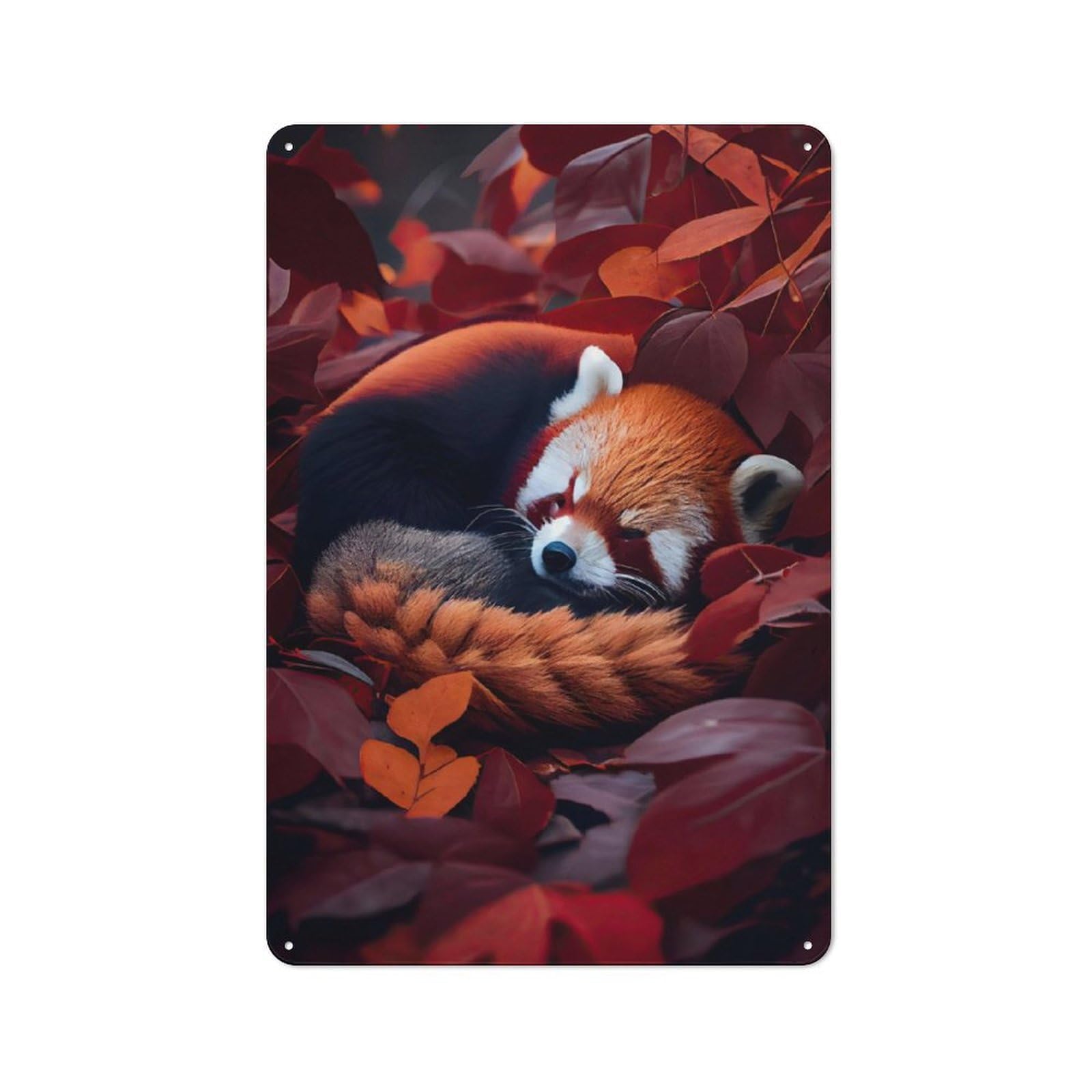 Junmoney Cute Sleeping Red Panda Vintage Tin Sign 30X20cm With For Guest Room Or Hallway, For Collectors Decorating Guest Rooms And Hallways