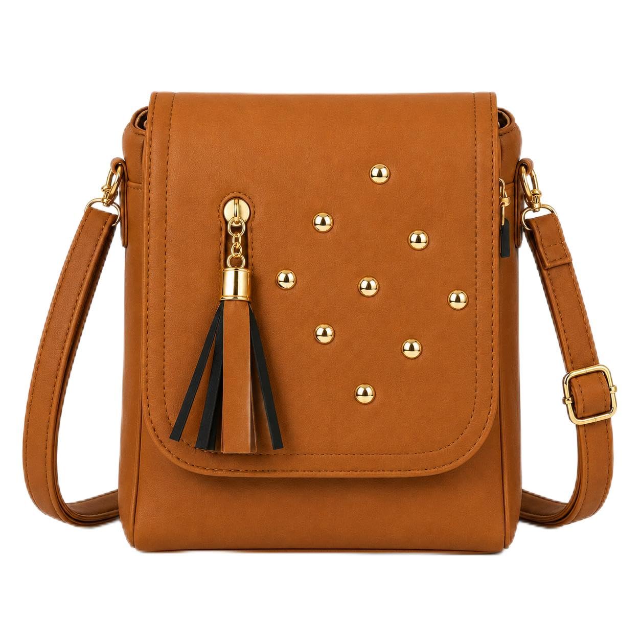 Women's Studded Tassel Sling Bag | Premium PU Leather Crossbody Shoulder Handbag | Adjustable Strap | Multi Pocket Casual Fashion Purse for Daily Use-picture-35