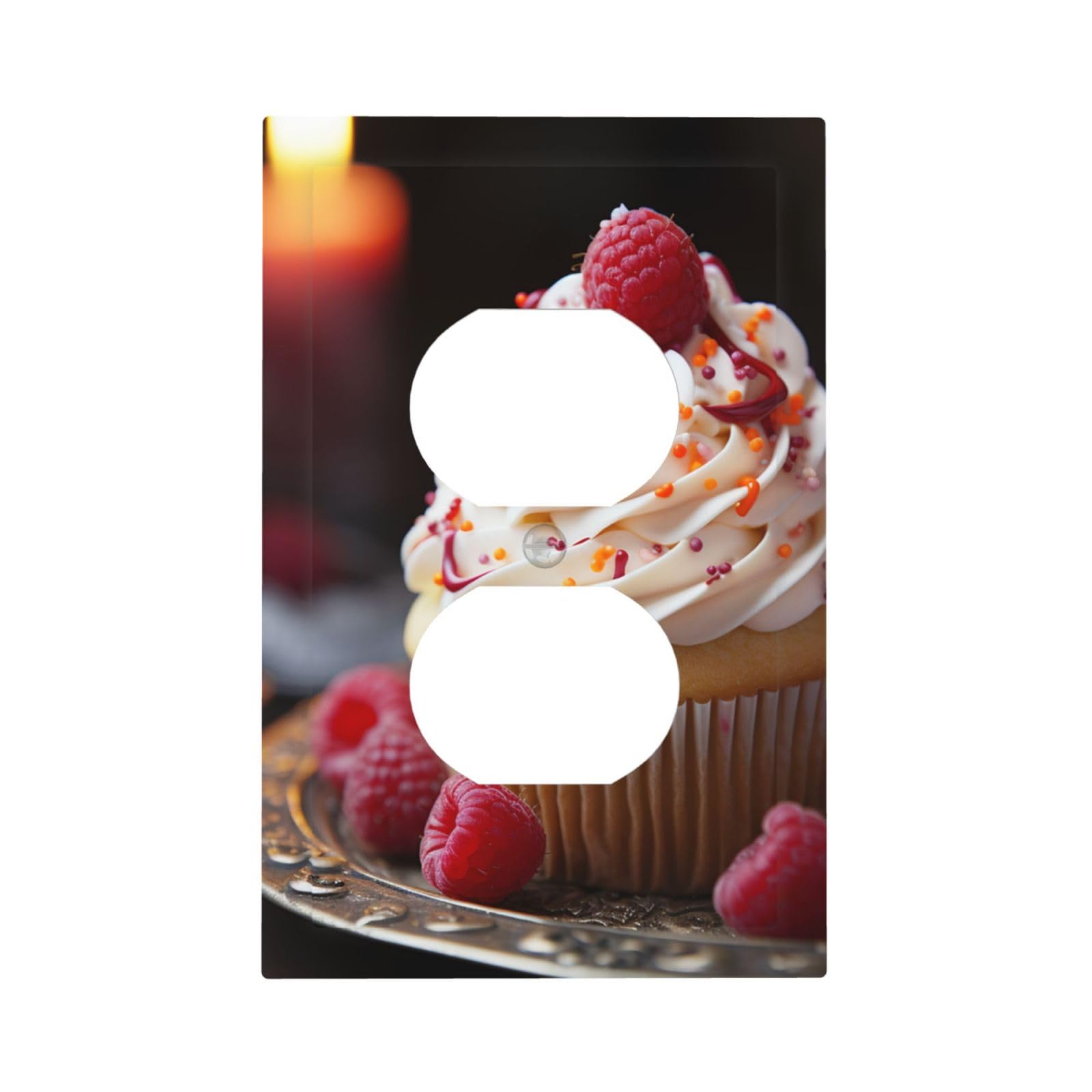1-Gang Decorator Wall Plate Cupcake Dessert Light Switch Cover Single Gang Receptacle Outlet Wall Plate Mid Size 5" x 3" Wallplate Unbreakable Polycarbonate Outlet Faceplates Covers