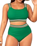 Women Two Piece Plus Size Bikini - High Waisted Swimsuits Tummy Control Bathing Suits Swimwear 2025