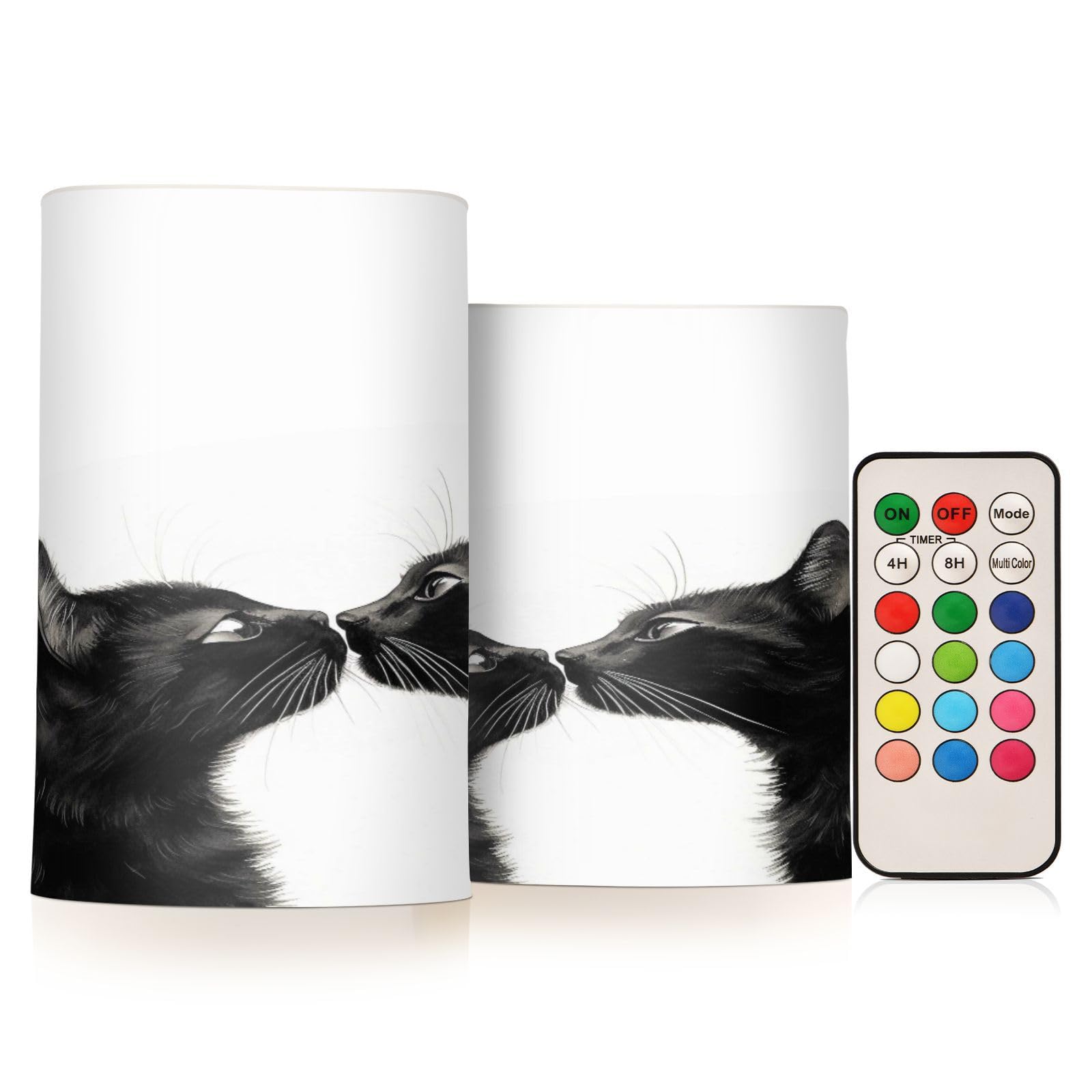 ALAZA Cat (66) Flickering Flameless Candles Battery Operated with Remote Timer,Tea Light Candles LED Pillar Votive Candles Set of 2 for Outdoor Indoor Decorations