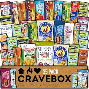 CRAVEBOX Healthy Snack Box (35 Count) Halloween Variety Pack Care Package Gift Basket Kid Men Women Adult Nuts Health Nutrition Assortment College Back to School