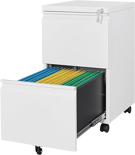 Miniatura 10 de Letaya Archivador móvil de 3 cajones con cerradura, archivadores de metal para debajo del escritorio para organizador de oficina en casa, Negro