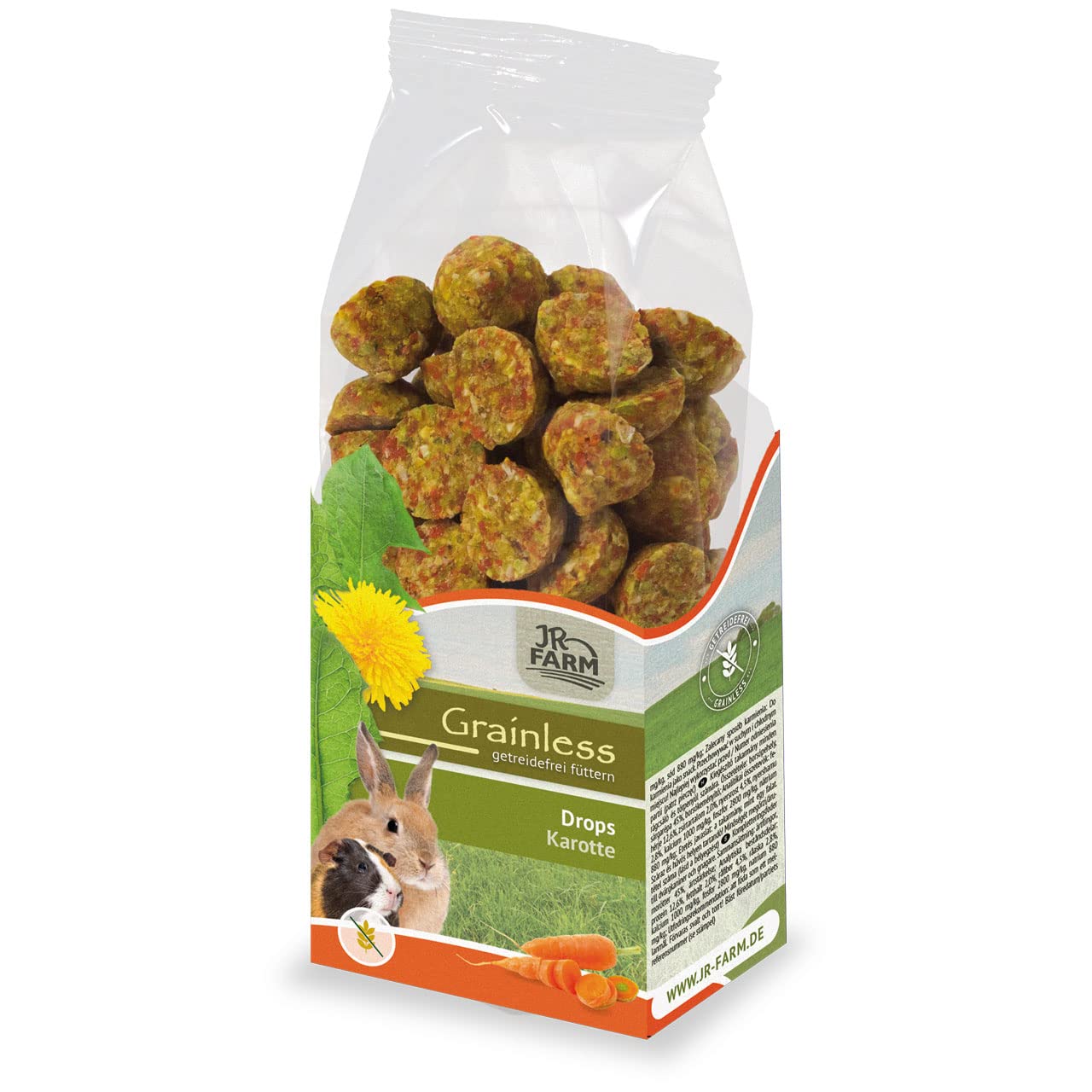 Nourriture pour rongeurs JR Farm Grainless Drops Carotte friandise lapin cochon d'Inde