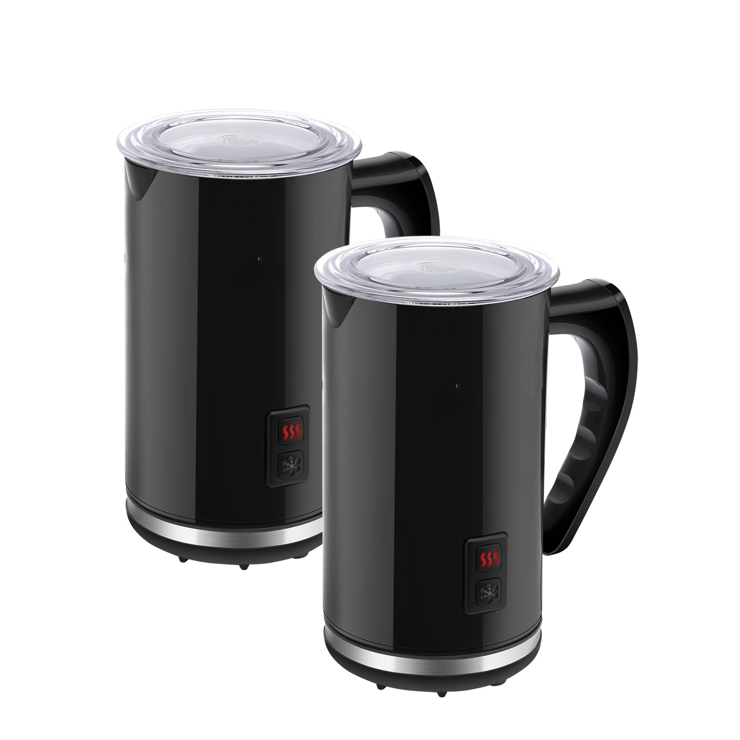 Aigostar Capu - Espumador de Leche Eléctrico 500W, 3 modos Espuma Leche Caliente/Fría para Café, Latte, Cappuccino,Chocolate, 115ml/240ml, Recubrimiento Antiadherente, Silencioso, Negro, 2 Pack