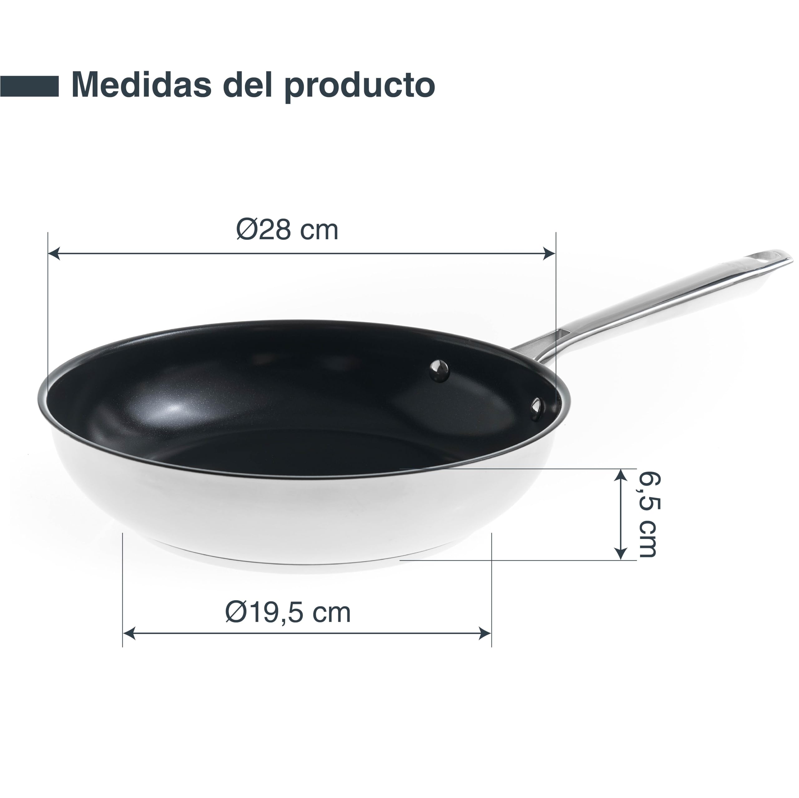 LACOR 44328 - Sartén Antiadherente Cuisine, Antiadherente Cerámico Fusion