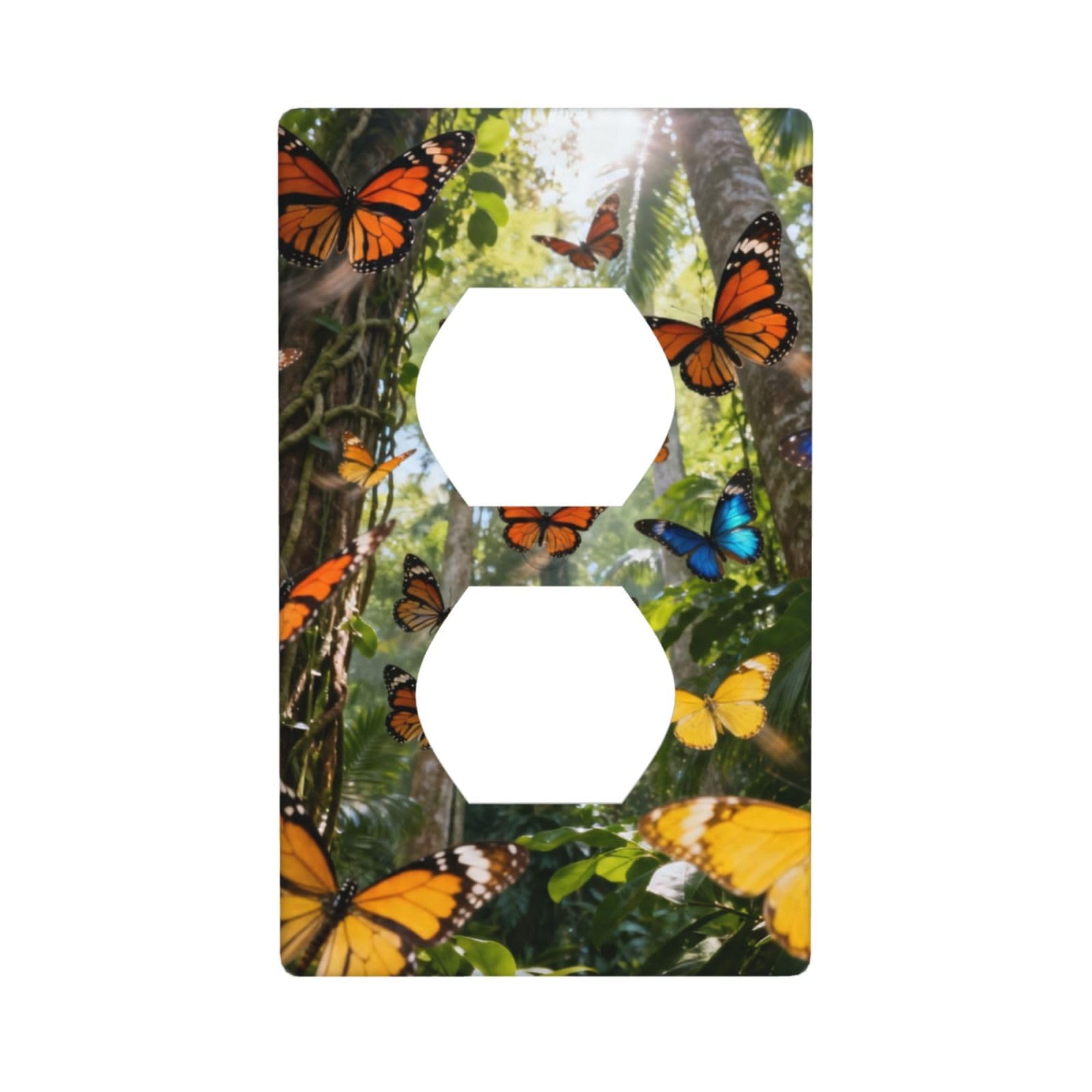 Butterfly Print Decorative Switch Plate Cover-Unbreakable Polycarbonate Wall Plate for Home Office, 1 Gang with Screws
