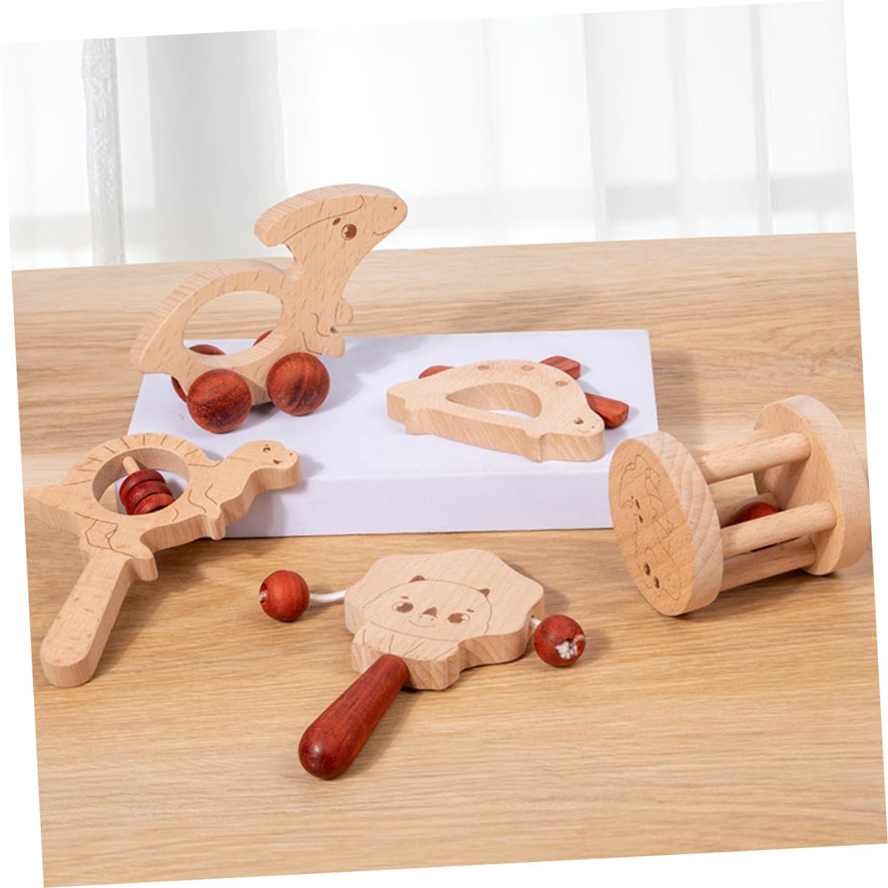 Didiseaon 5 Sonagli in Legno – Giocattoli Sensoriali Musicali Facili da Impugnare e Trasportare per Allenamento della Presa e Sviluppo Motorio – per Feste per Bambino Bambina