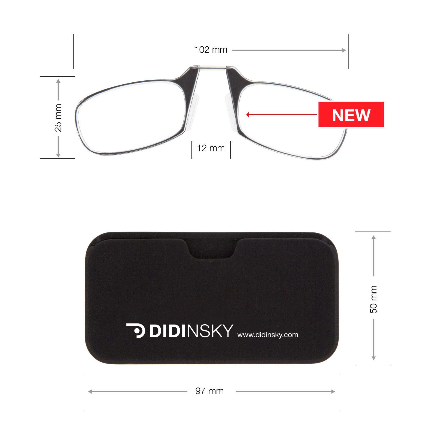 DIDINSKY DIMOMA Gafas de Lectura Premium Sin Patillas | Puente Titanio Flexible | Gafas Presbicia Ecológicas Bio-Based | Estuche Box System | Antibluelight y Antirreflejante