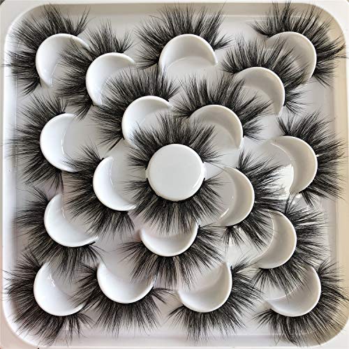 ALICROWN 20MM Fluffy Mink Eyelashes 8D Volume Handmade Dramatic Thick Crossed Lightweight Soft Reusable False Lashes Pack