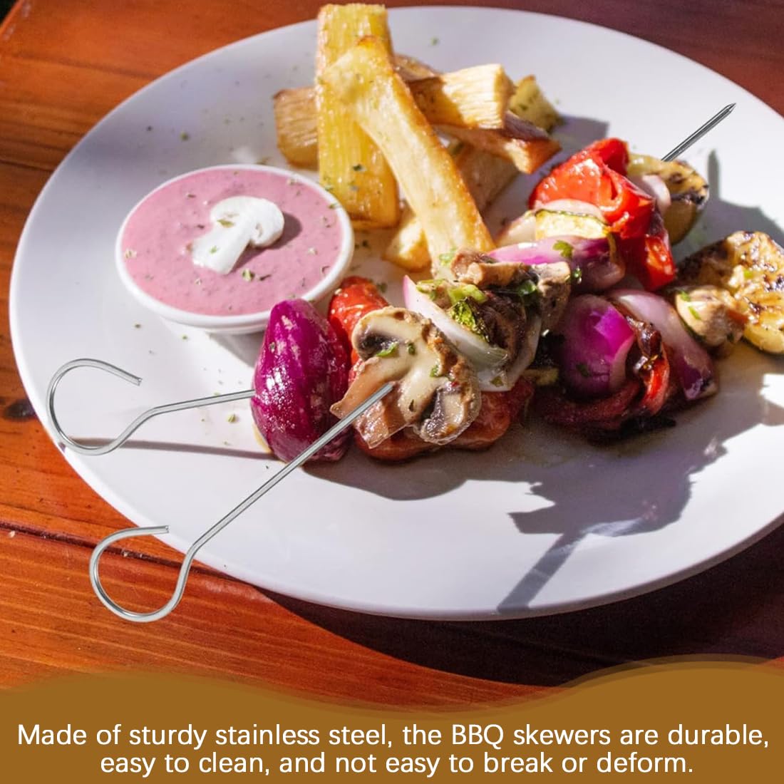 Spiedini In Acciaio Inox Per Barbecue - 20 Pezzi Riutilizzabili Da 20cm Con Manico Ad Anello - Foto 10