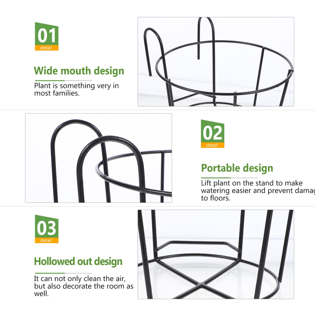 YARNOW 2pezzi Supporto Per Fioriere Sospese Ferro Da Design Artistico Per Balcone Giardino e Ufficio Nero