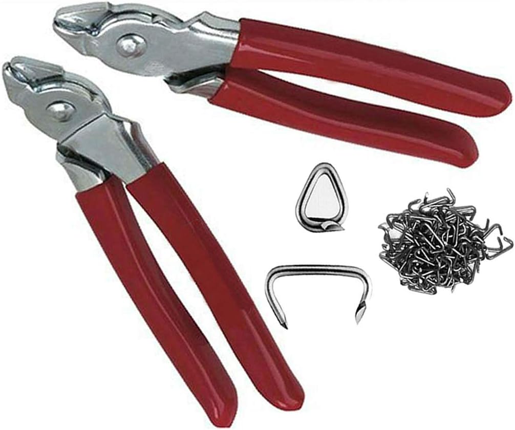 Hog Ring Pliers 450 Rings 3/4 Kit Straight and Bend 2 plier for