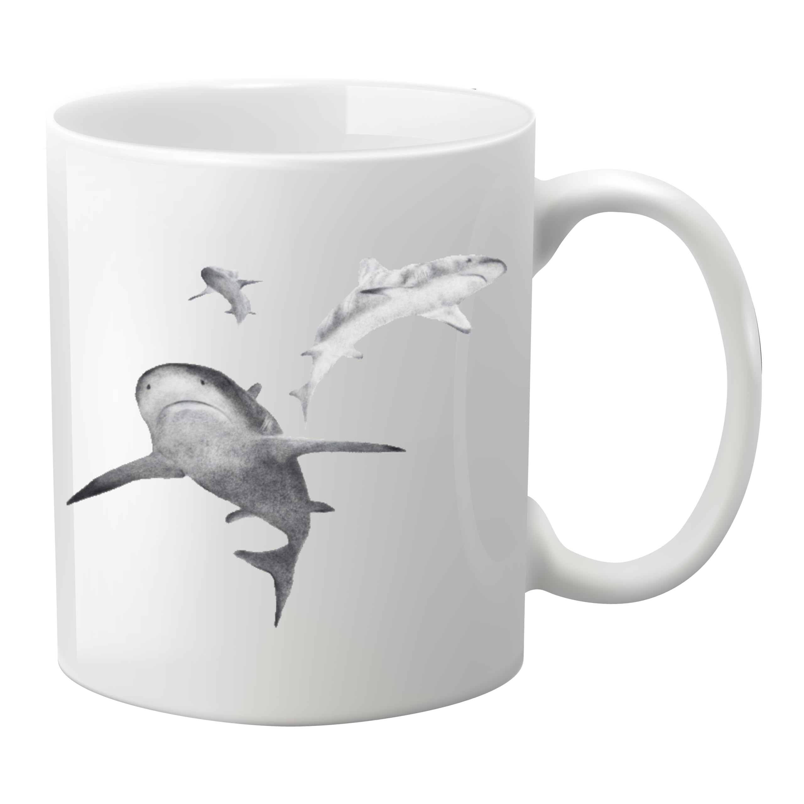 11oz Under The Sea Sharks Ceramic Tea Coffee Mug from Original Pencil Artwork