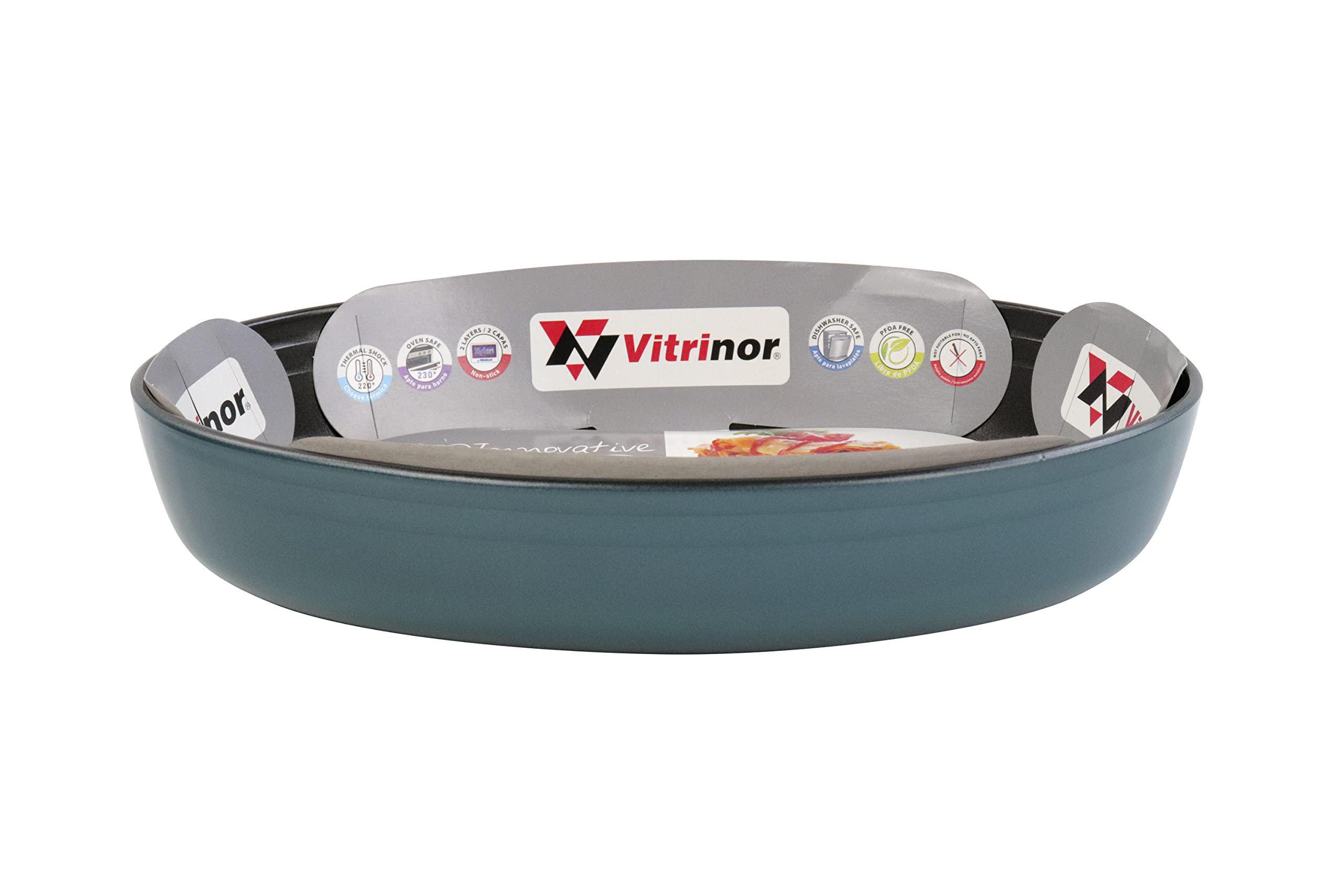 Vitrinor Teglia Ovale In Vetro Blu 3 Litri - Antiaderente BICAPA, Adatta A Forno, Microonde E Congelatore, 1400008