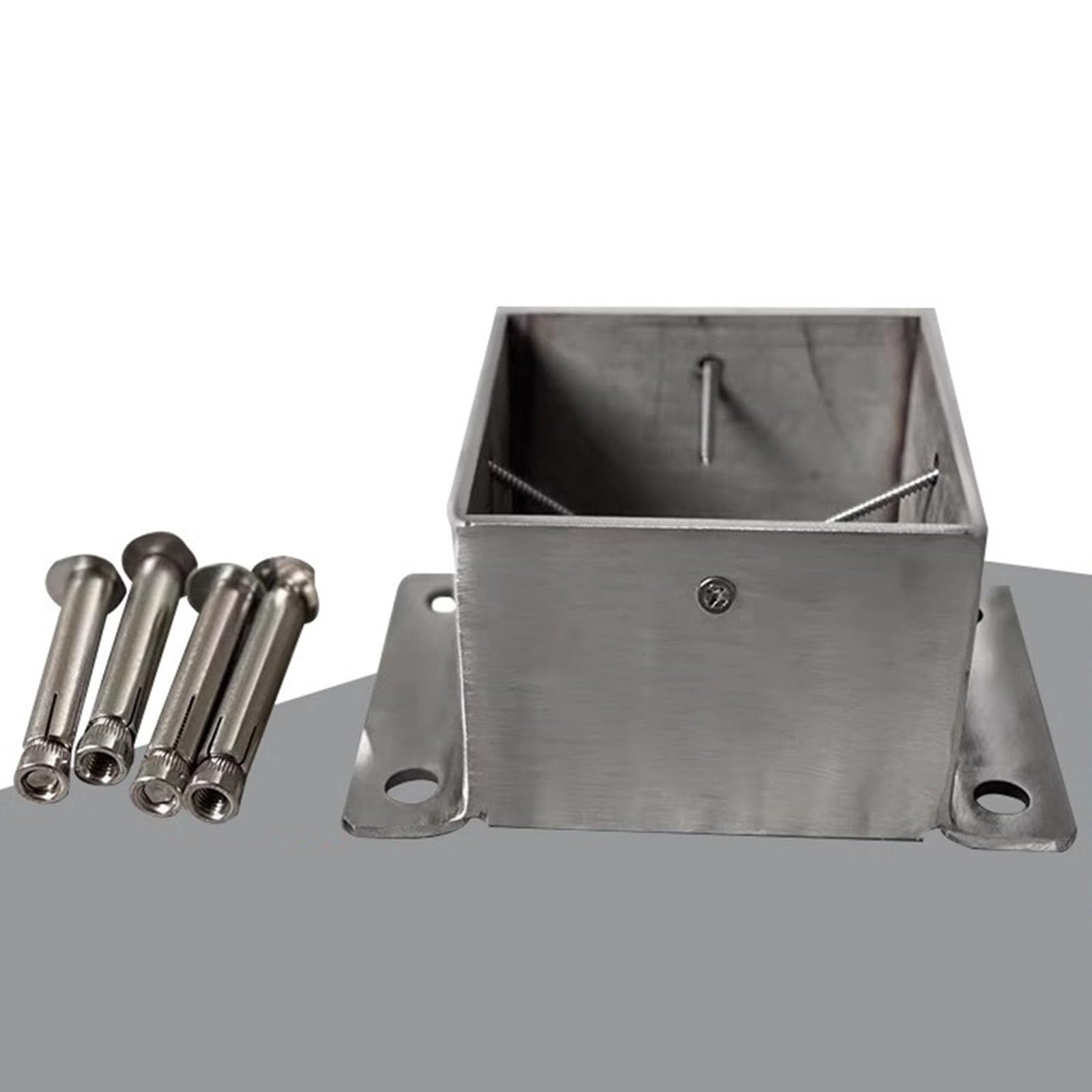Kit de base de poste de valla de acero inoxidable, soporte cuadrado atornillado con kit de instalación para hormigón/barandilla de cubierta/pérgola/buzón
