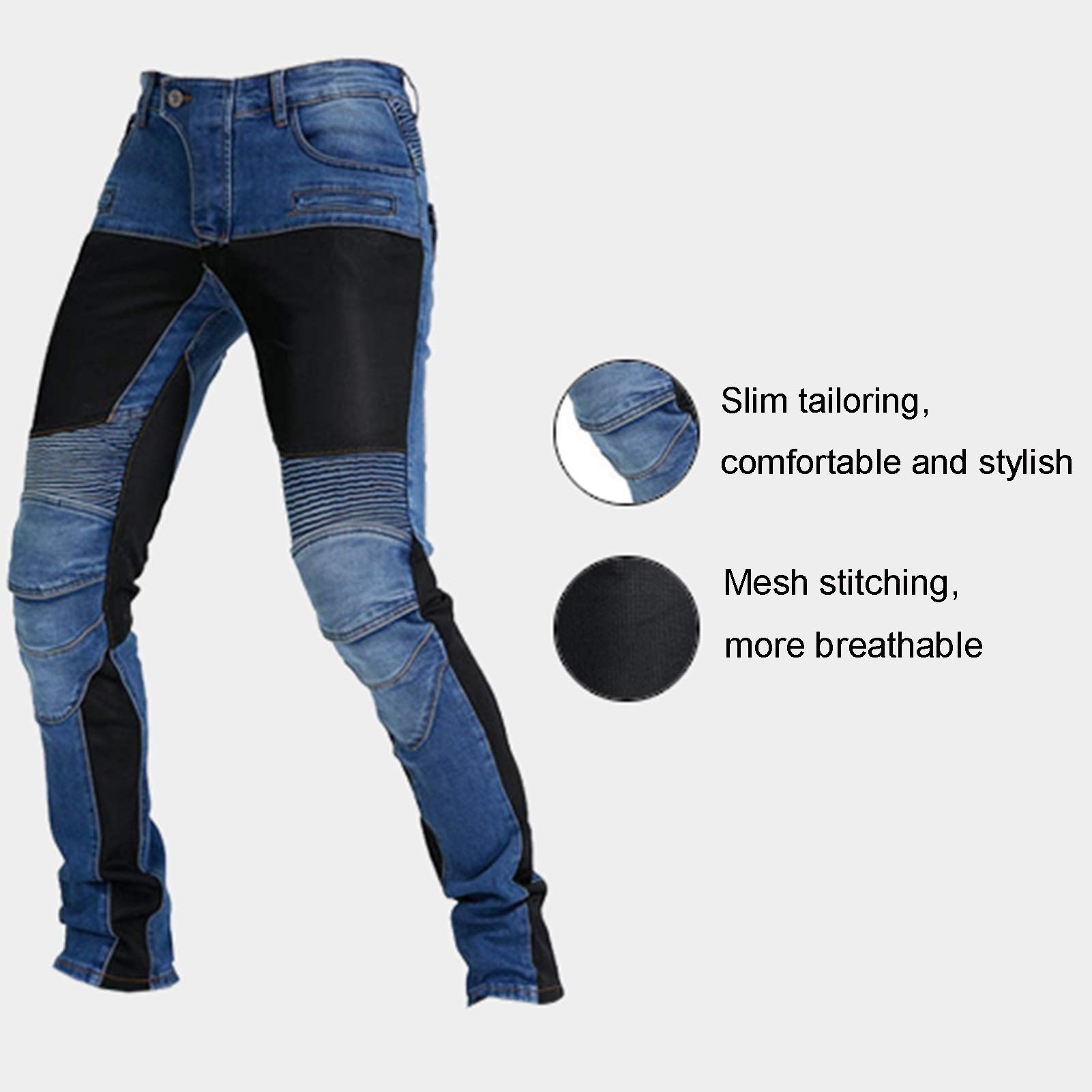 oFzimTo Motorbroek voor heren met beschermers, Motor Jeans voor heren, Klassieke motorbroek voor heren, geschikt voor winter en zomer, blauw, XL oFzimTo Motorbroek voor heren met beschermers, Motor Jeans voor heren, Klassieke motorbroek voor heren, geschikt voor winter en zomer, blauw, XL
