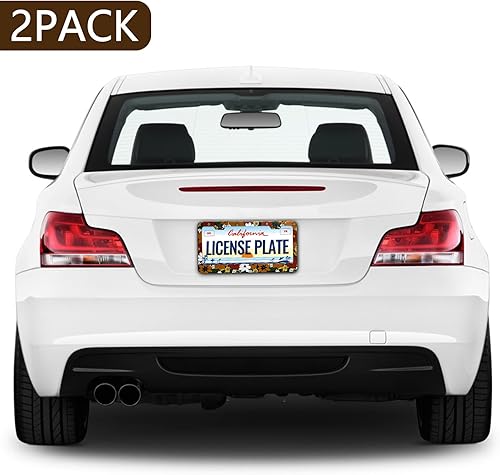 Miniatura 5 de LIN KANG Lindo marco de matrícula hippie Paquete de 2 marcos de matrícula para mujer, marcos de placa de automóvil hippie, soporte de marcos de