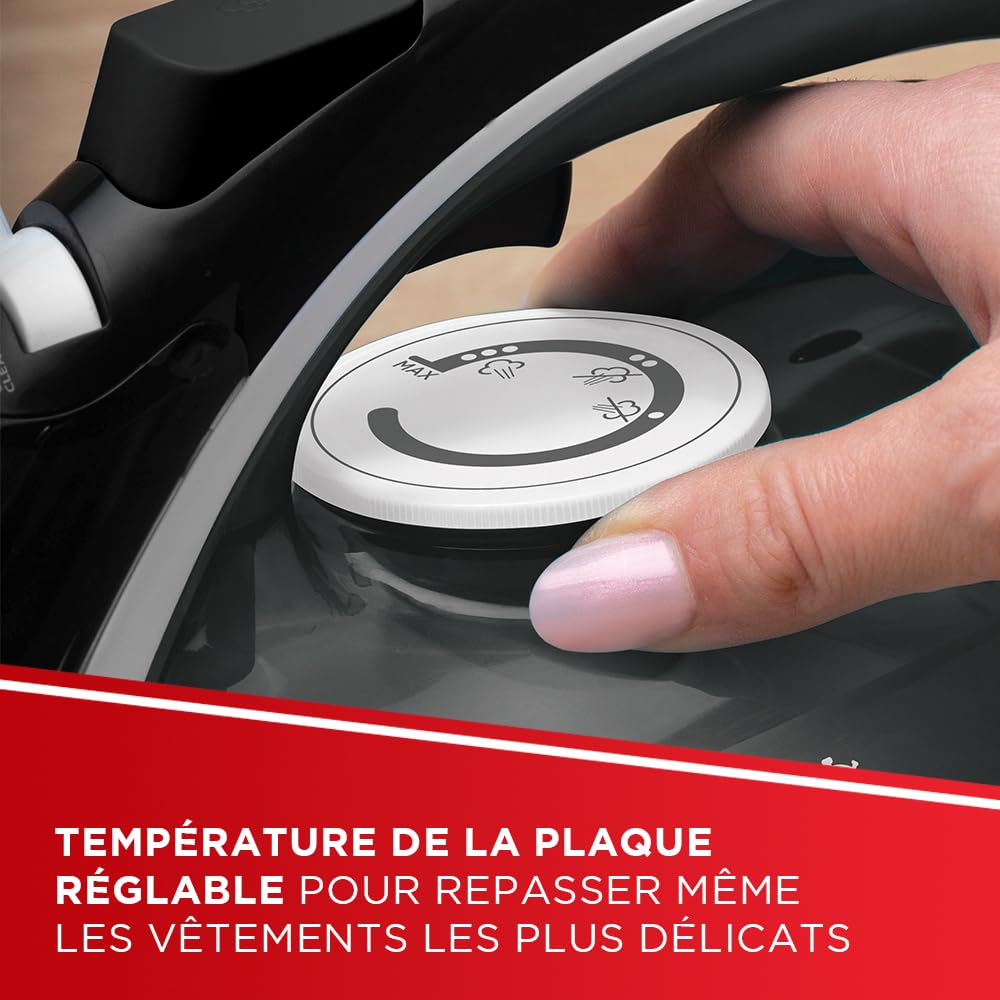 Polti Vaporella Quick Q080, Fer à Repasser Vapeur avec Semelle Revêtue en Céramique, Puissance Max 2600 W, Jet de Vapeur 180 g, Réservoir 300 ml, Noir et Blanc