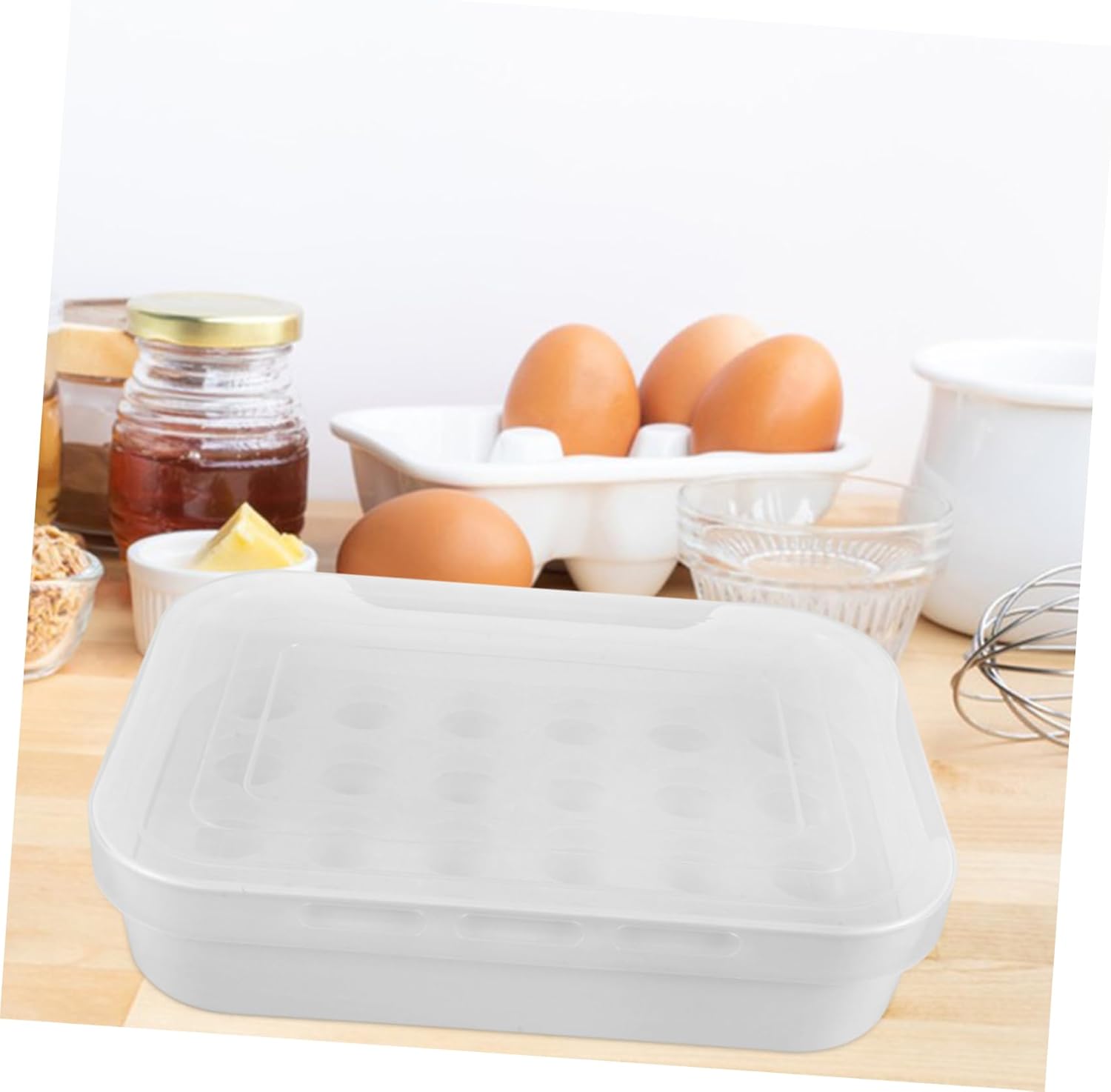 2pcs Egg Carton Crisper Chicken Egg Holder Fridge Organizer Fresh Holder Breathable Container Storage
