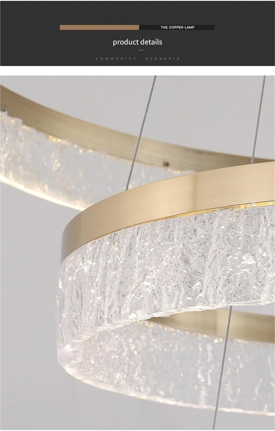 Nordic Golden Chandelier Ring Resin Texture Lampshade Light Luxury Modern Villa Duplex Living Room Dining Room Bedroom Lamp,for Decoration