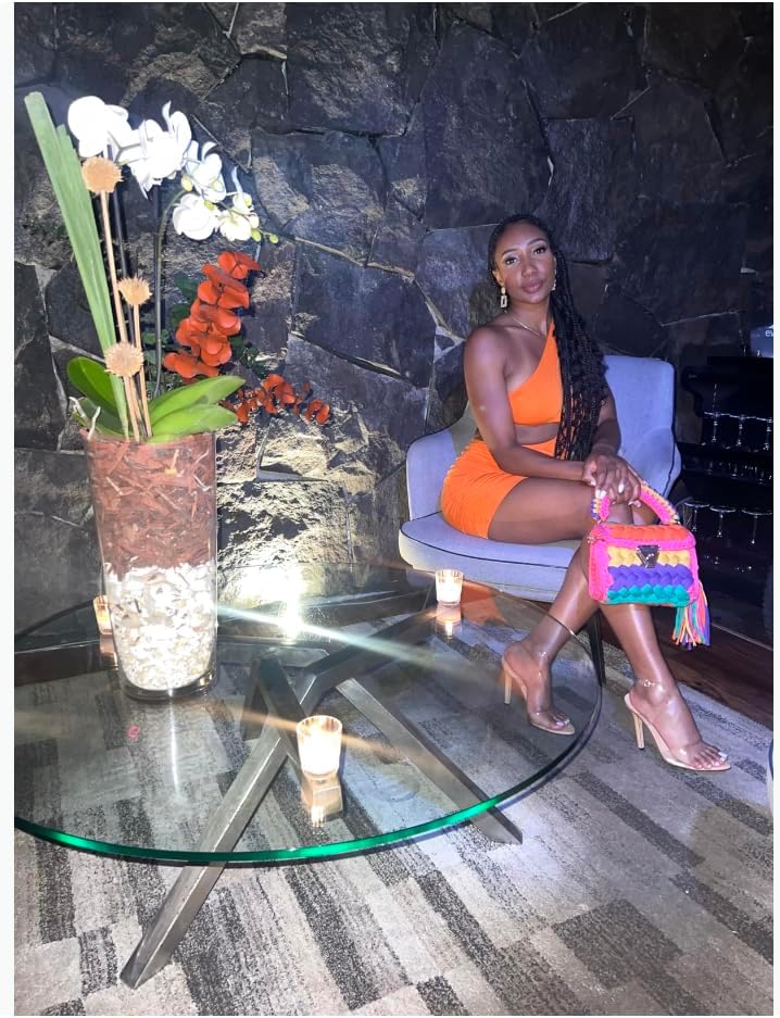 CHQEL Evening Clutch Bag for Women, Handmade Crochet Wedding Party Purse, Small Flap Formal Crossbody Handbag Evening Clutch - Image 4