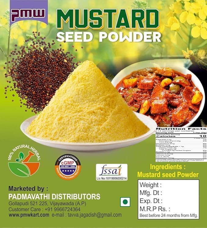 Jar Pack - Grade A Quality - Pickle Special - Mustard Seed Powder - Raw - Rai - Sarson Powder - Aava Pindi - 1 Kilo