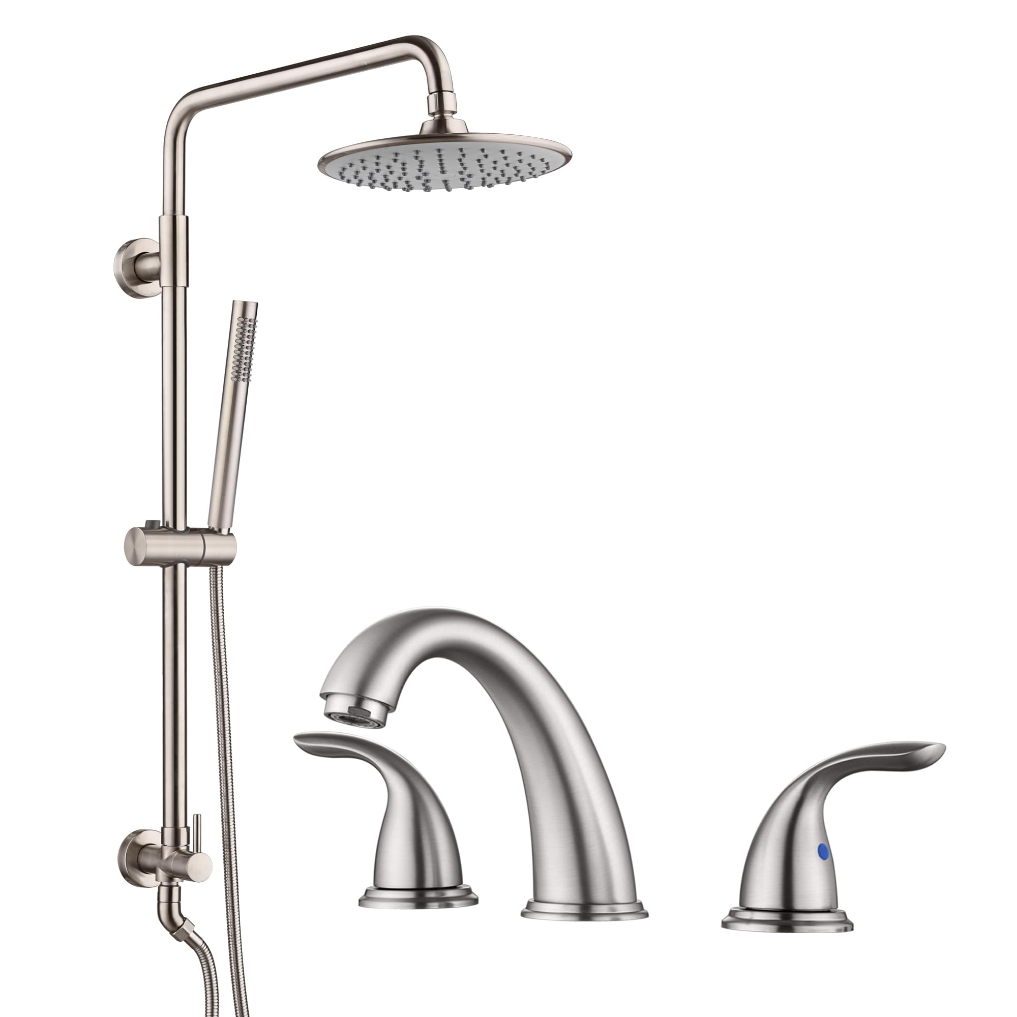 Hcfyauis Retrofit Rain Shower Heads System S3235ni + 8 Inch Widespread Bathroom Faucet S1423s-Bn