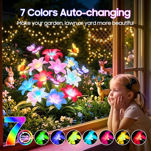 [Prime] Ahaorigin Solar 7-Color Changing Lily Flower Garden Lights: 4-Pack $13.96, 8-Pack - image 4