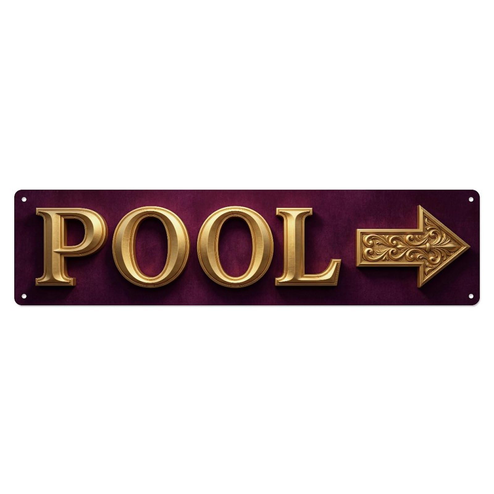 Swimming Pool Plum Purple Metal Tin Skinny Sign Plaque Wall Decor for Cafe, Club Bar, Office, Home Garden Metal Poster 4x16Inch