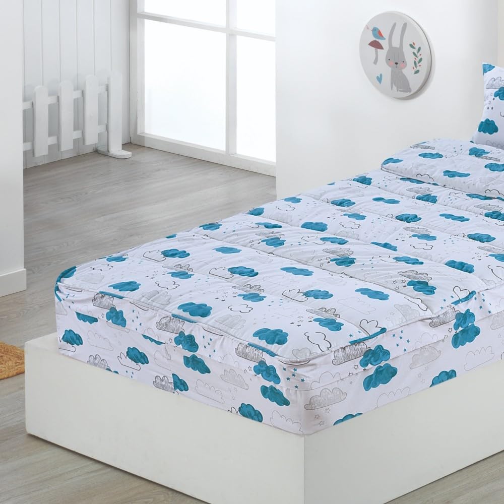 DHESTIA HOME Saco Nórdico con Cremallera para Cama 90 Infantil y Cama 105 Nubes Agua Color Único Talla Cama 90