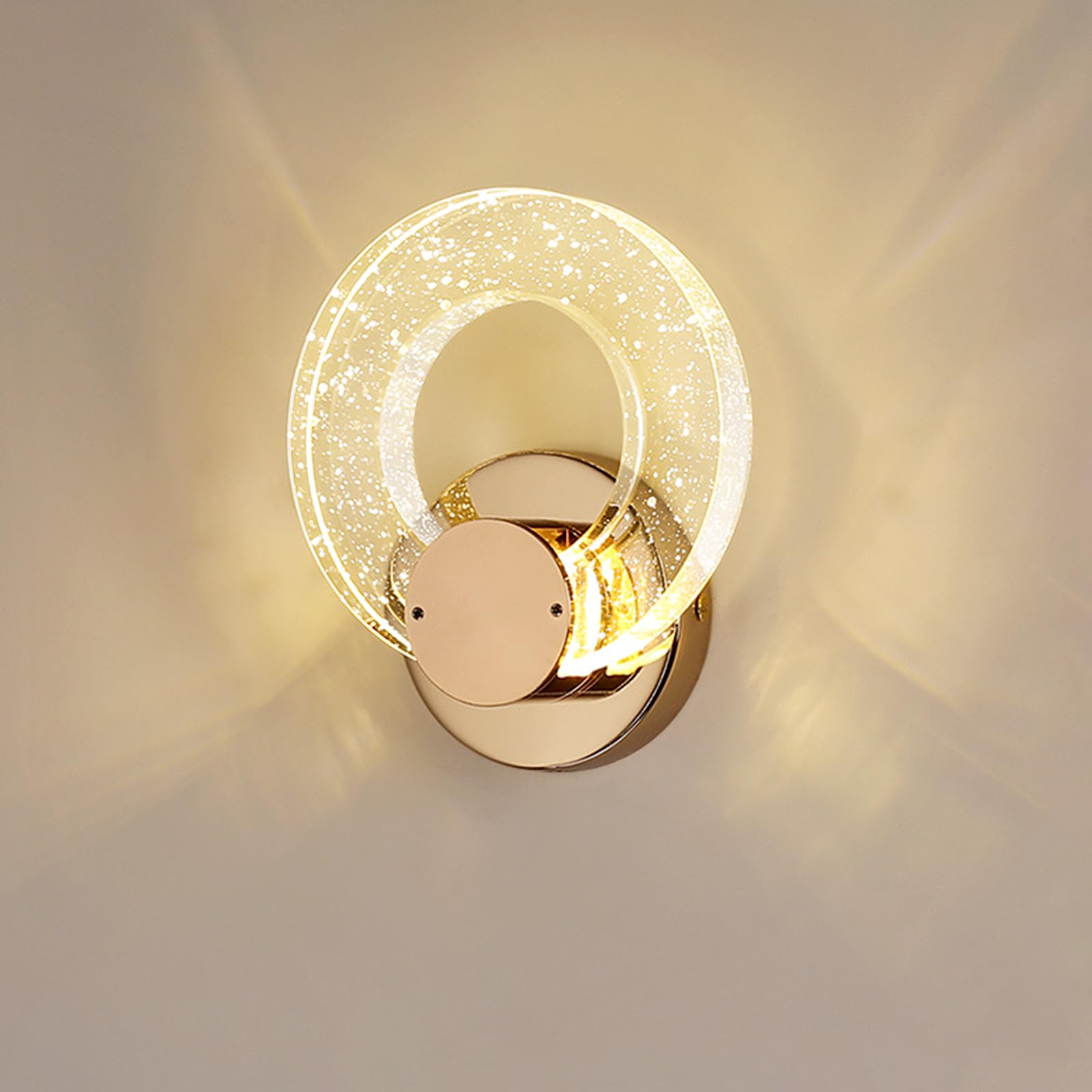 YOOCHUENG Lámparas de pared de Cristal Lampara LED Apliques de Interior Estilo Moderno Luces de Pared Doradas 3 Colores Iluminación Deco de Pared para Sala de estar,Baño,Dormitorio,Lecho [Gran]