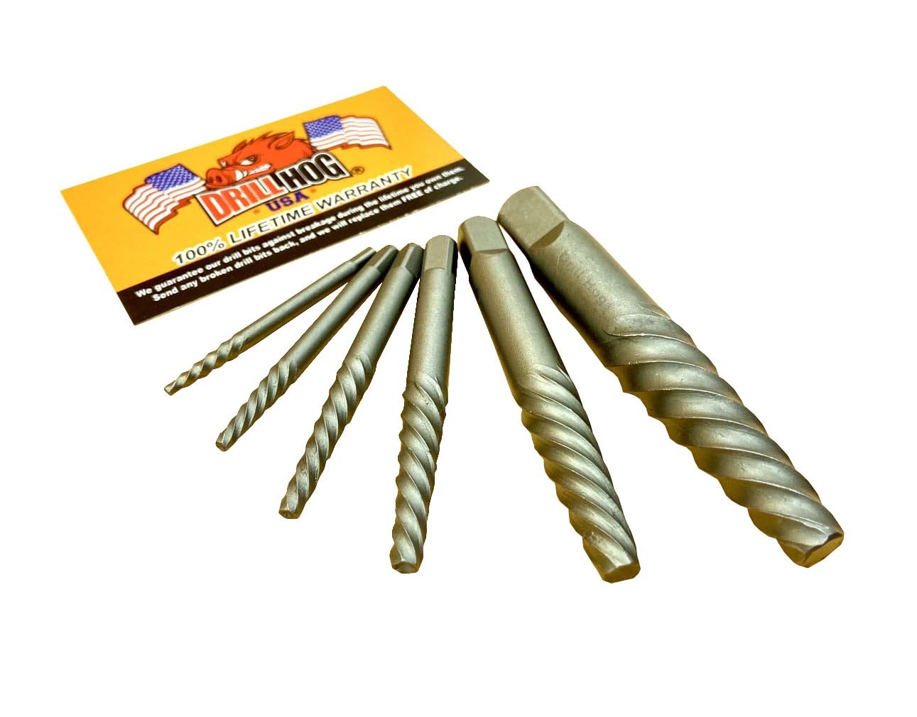 Drill Hog 6 Pc Spiral Easy Out Set Round Screw Extractor
