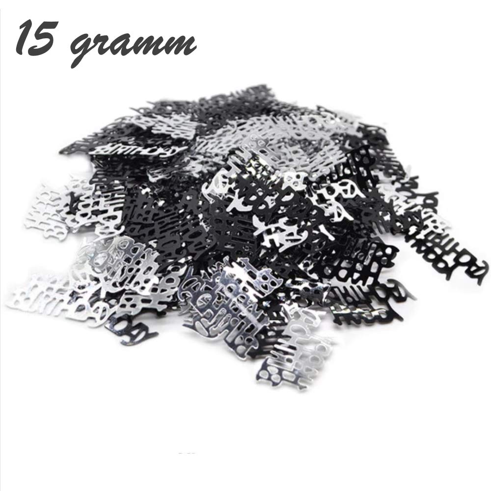iZoeL Confetti, zwart, goud, Happy Birthday, 240 stuks zilveren ster, 350 stuks, tafeldecoratie