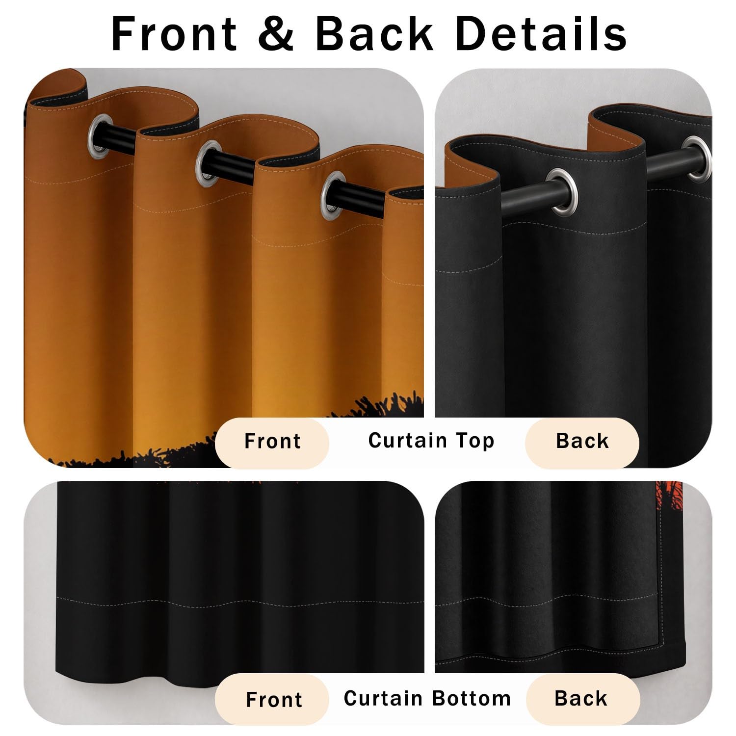 Generisch Bäume, Sonnenuntergang, Orange Vorhang Blickdicht 2er-Set B 91.5 x H 214 cm Minimalistische Silhouette, Weit, Ösen-Gardinen, Thermo-, Kälte- & Lärmschutz