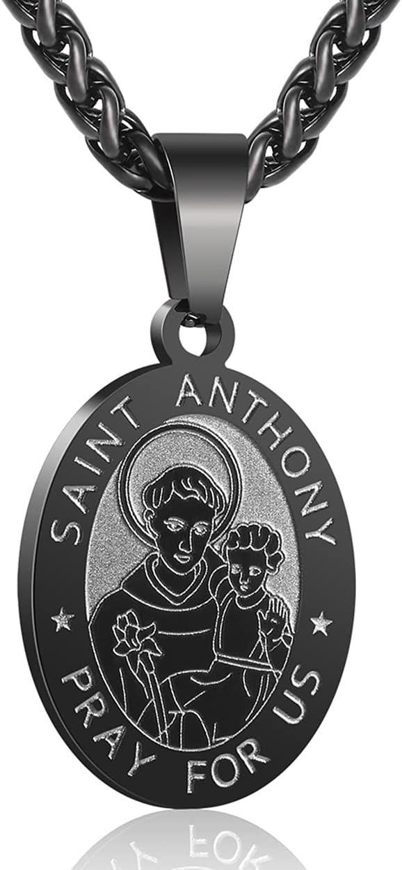 Zocomi Catholic First Communion/Confirmation Gifts for Boys Men,Saint Christopher/Michael/Anthony/Jude/Joseph Medal Necklace，Oval Saint Patron Medal Religious Amulet Gifts - Image 3