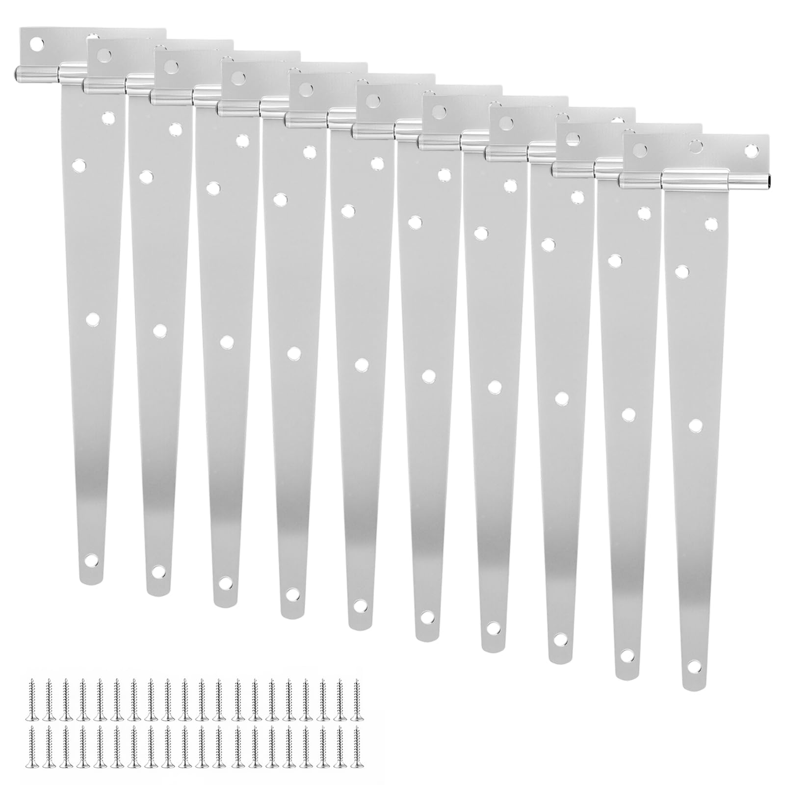 KOHAND 10 Pack T Hinges 10 Inch(250mm) Gate Hinge Galvanised, Heavy Duty Shed Door Hinges Metal Tee Hinge for Wooden Doors, Gates, Barn, Fence, Sheds and Windows, Silver