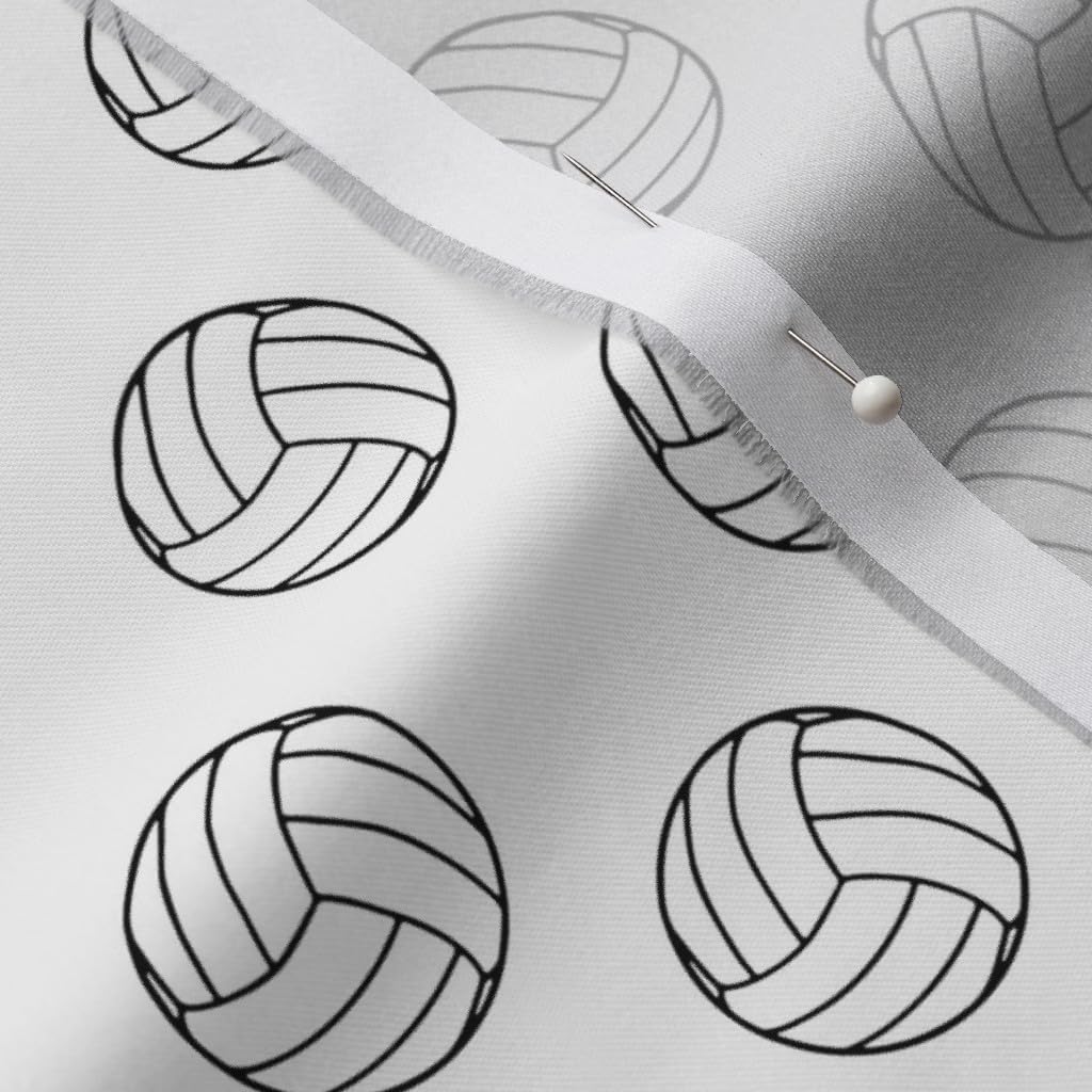 Spoonflower Fabric - Black White Volleyballs Sports Volley Volleyball Balls Team Power Printed on Organic Cotton Sateen Fabric by The Yard - Sewing Quilting Apparel Home Decor