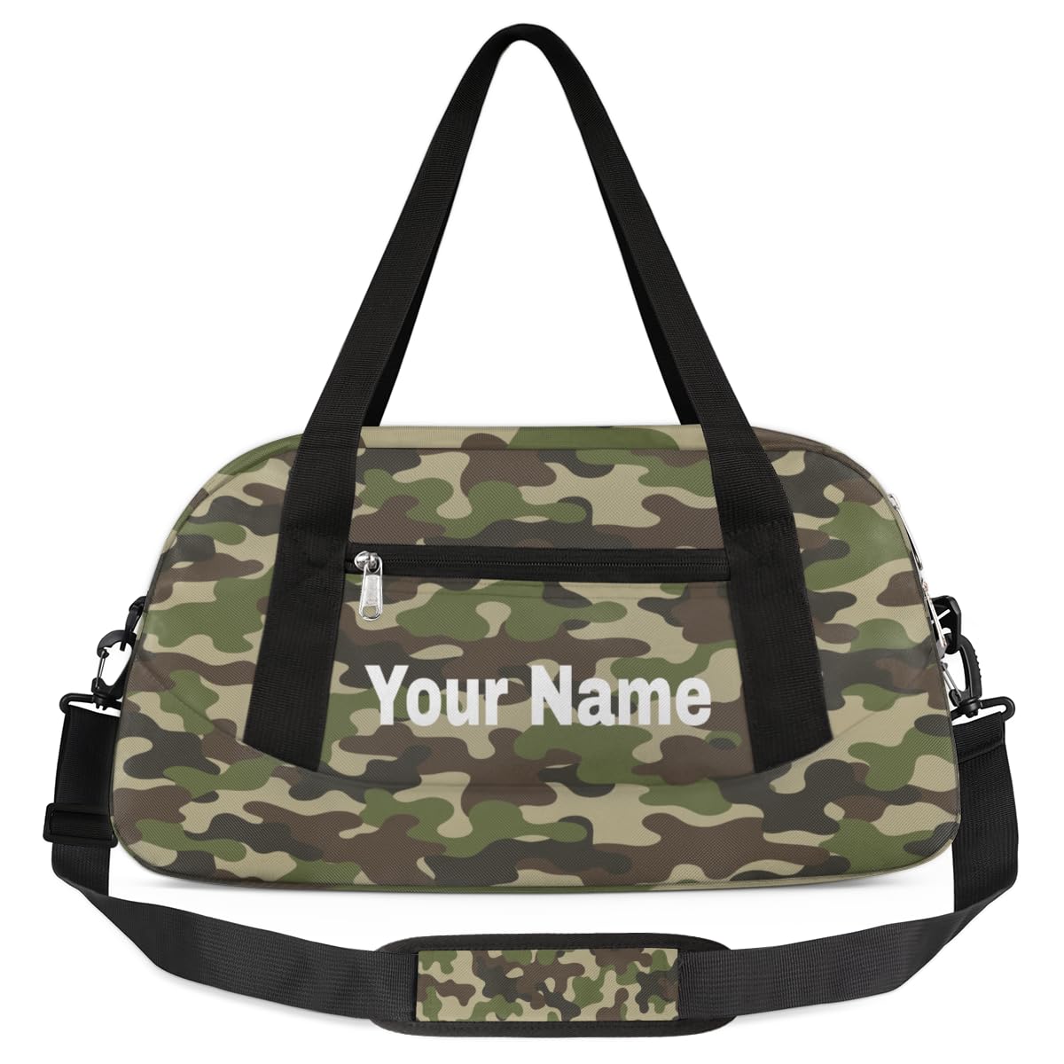 Personalized Camouflage Common Sport Duffel Bag Custom Name Kids Gym Bags Carry On Travel Bag Weekender Overnight Bag for Boys Girls Teens
