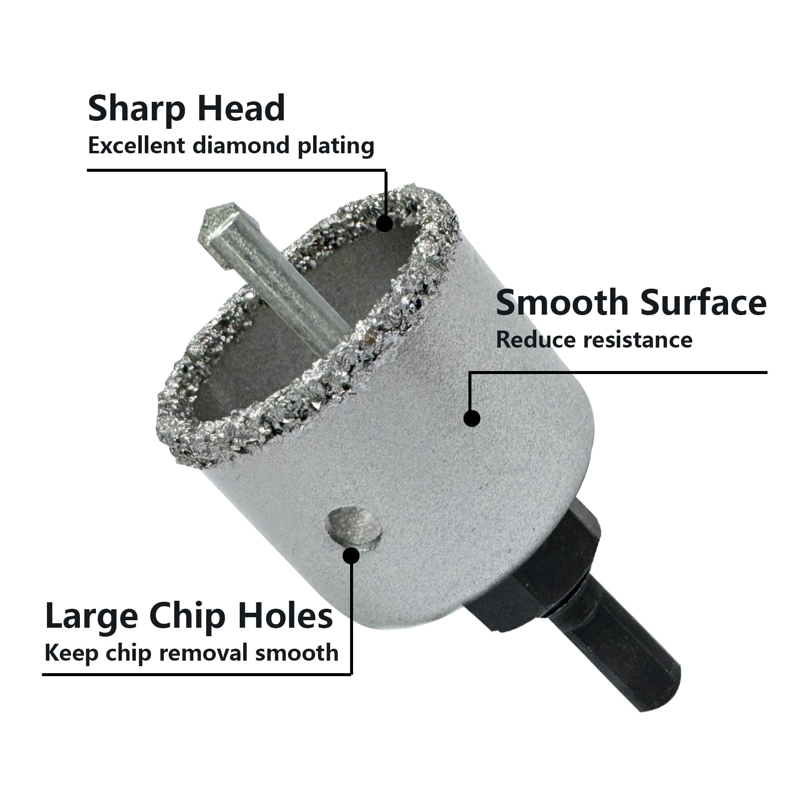 Greywolf 9 piece carbide hole saw set, diamond tile hole saw, brazed tile core drill bit, suitable for tiles glass, ceramics - Image 3