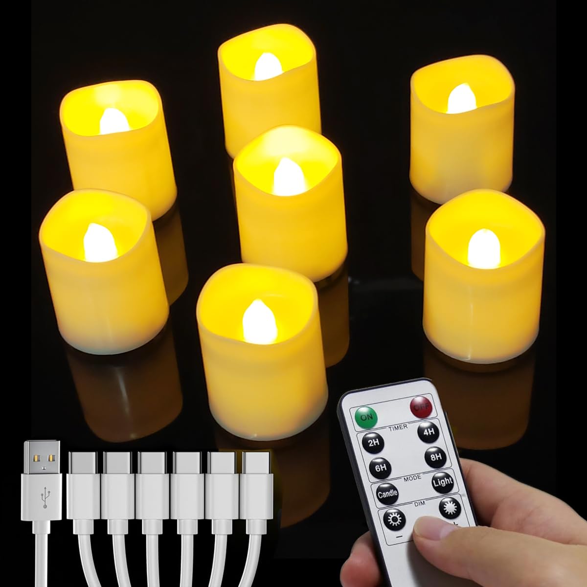 Jialian Wiederaufladbare Teelichter, 12 Stück Wiederaufladbare Kerzen Flackernd mit Fernbedienung und Timer,Elektrische LED Kerzen für Hochzeiten Partys Halloween Weihnachten Heimdekoration