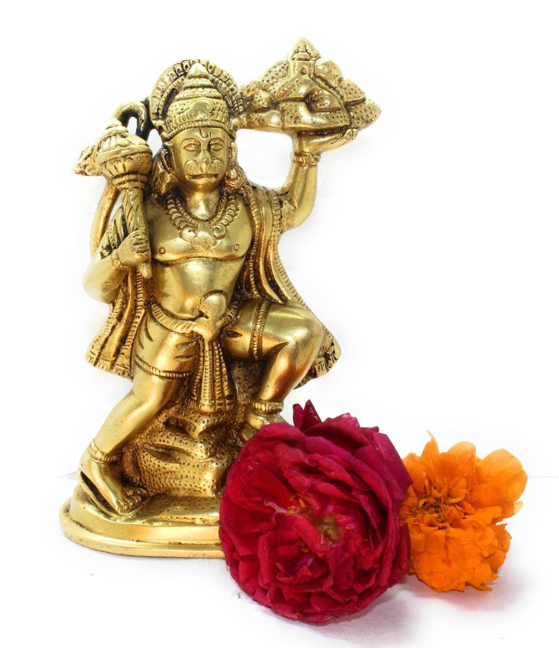 Brass Hanuman Ji Standing Statue/Lord Hanuman Ji Idol Standing Position Bajrangbali Murti for Home Temple, Best Diwali Gift Item, Home Temple Decor by Duke Art Emporium