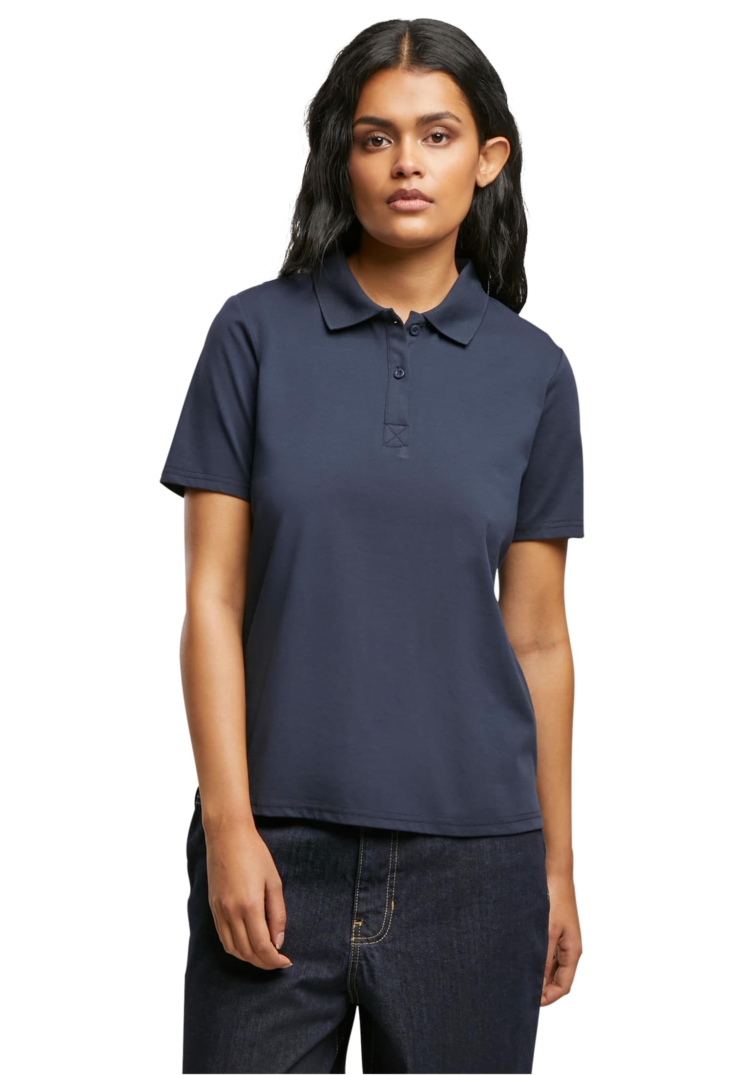 Urban Classics Women's Tb7171-ladies Sorona Polo Tee T-Shirt, Navy, S