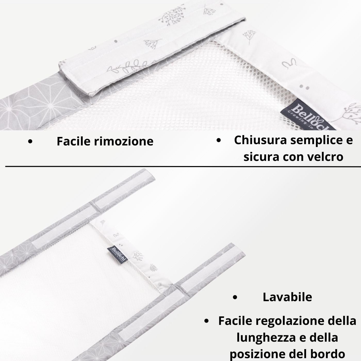 Bellochi Paracolpi Lettino 360 cm - Paracolpi Culla Universale in Morbido - Paracolpi per Letto Reversibile per Materasso 120x60 cm Rosetgrey