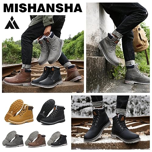 Mishansha Winterschuhe Herren Gefüttert Winterstiefel Damen Outdoor Wanderschuhe Warm rutschfest Schneestiefel Hellbraun 42 EU
