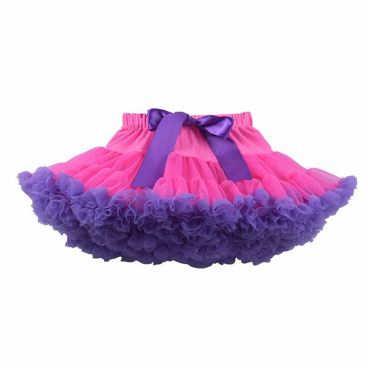JOEupin Girls Tutu Skirts Layered Tulle Princess Dresses Princess Ballet Dance Pettiskirts Underskirt (Rose&Purple,S)